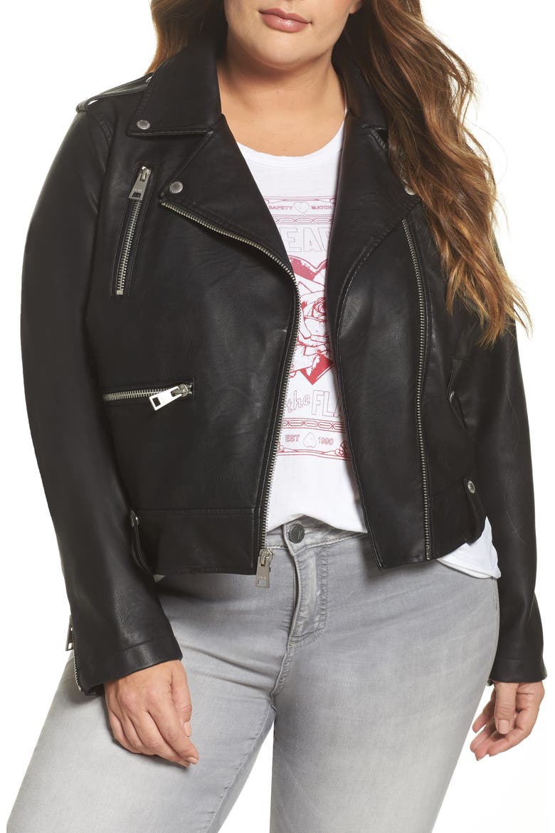 Levi's® Lamb Touch Faux Leather Moto Jacket, Main, color, BLACK