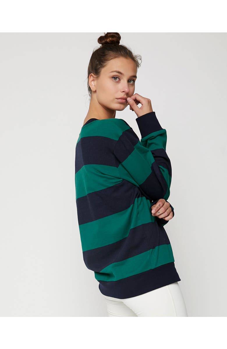 Rebody Active Embroidered Rebody Rugby Striped Sweatshirt Sustainable, Alternate, color,