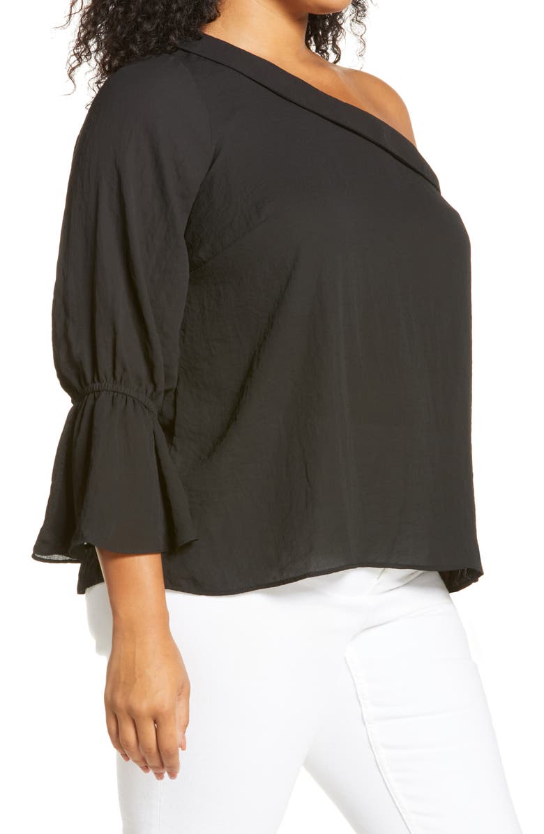 Vince Camuto Bell Sleeve One-Shoulder Blouse, Alternate, color,