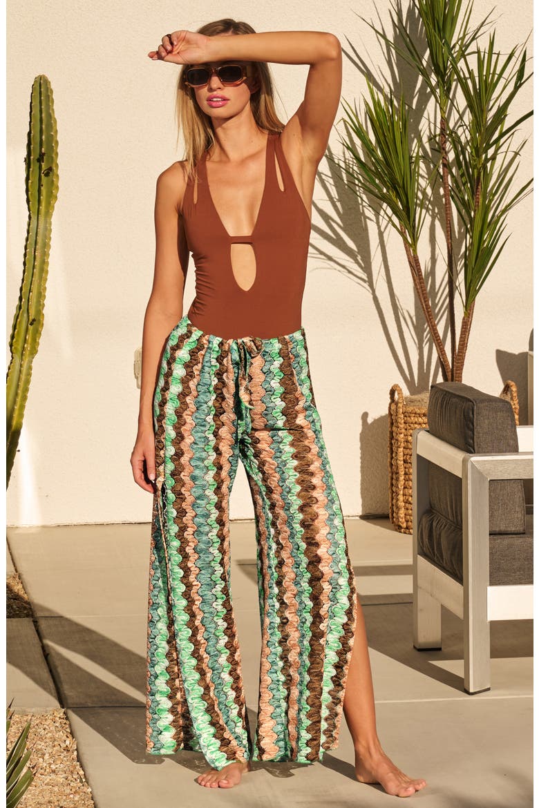 Paradise Open Knit Cover-Up Pants, Alternate, color, GRASS MULT