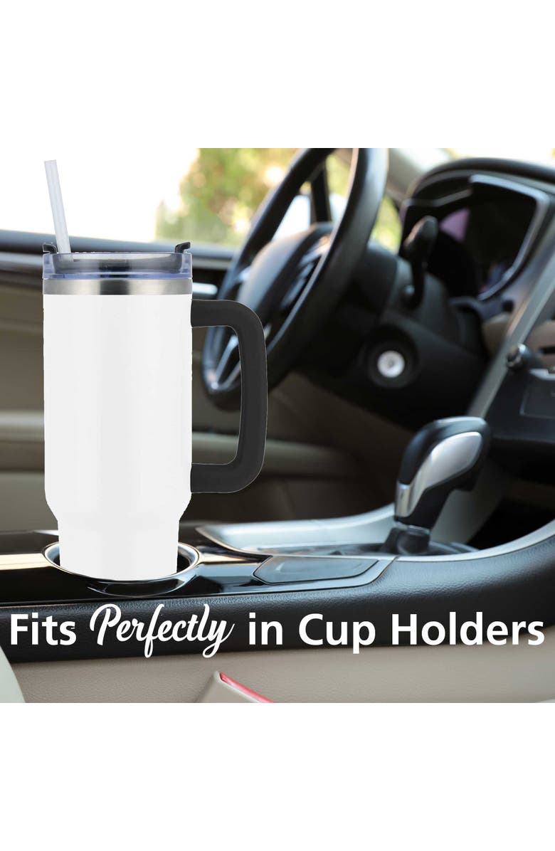 Brentwood Insulated Stainless Steel Tumbler Cup with Handle, Lid, and Straw, Alternate, color, Cream