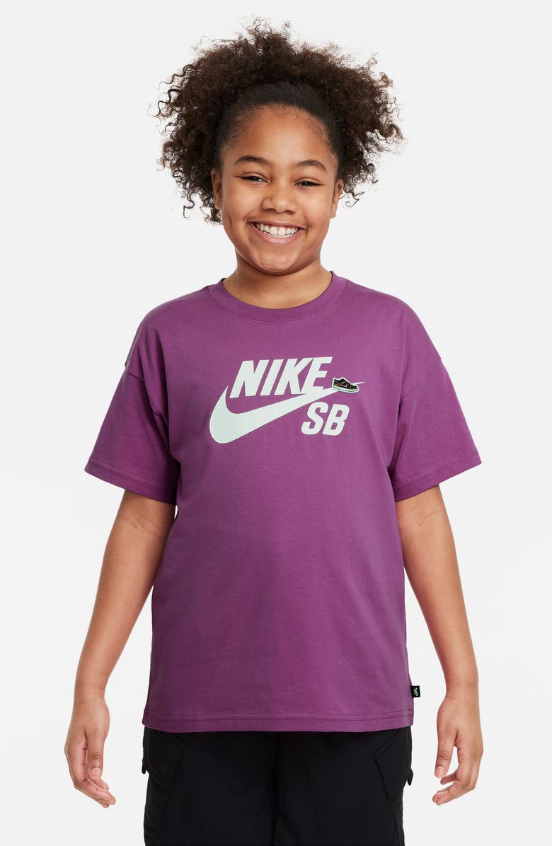 Nike Kids' Sportswear Logo Cotton Graphic T-Shirt, Main, color, Hot Fuchsia