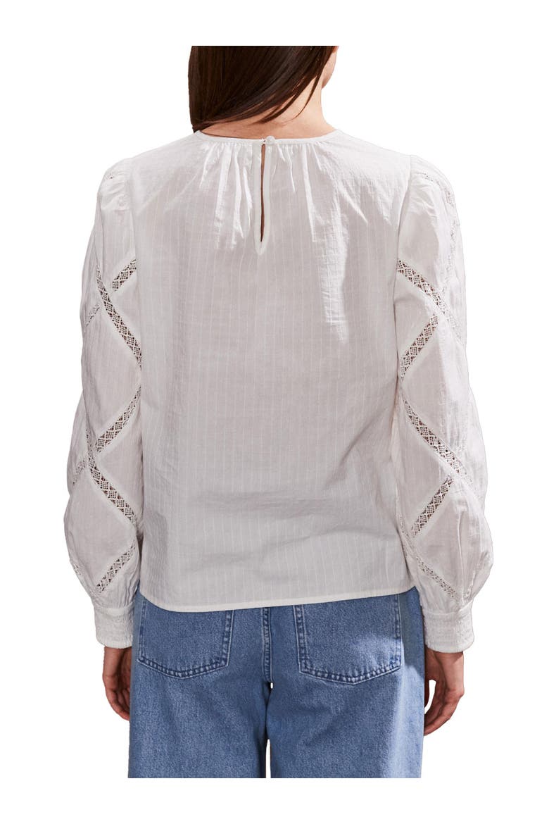 Diamond Lace Trim Blouse, Alternate, color, Ivory