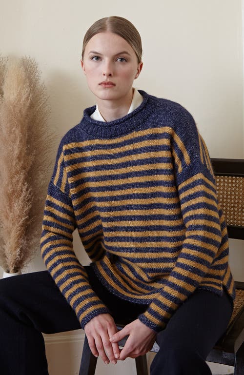 Oyun Striped Guernsey Sweater In Navy/golden