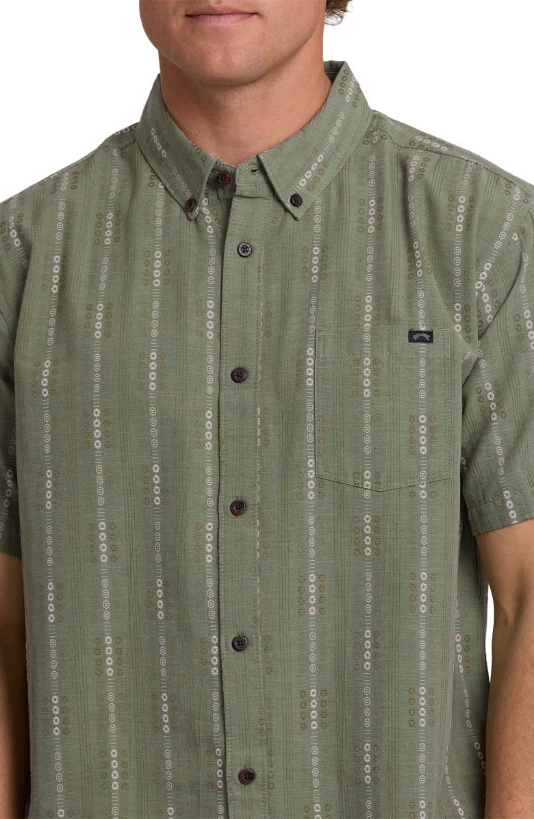 Billabong All Day Jacquard Short Sleeve Button-Down Shirt, Alternate, color, Granite Green