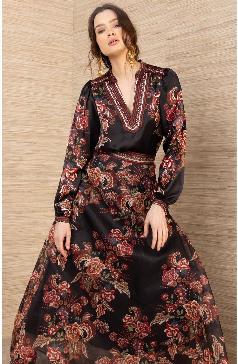 Hale Bob Araceli Organza Skirt, Alternate, color, Black