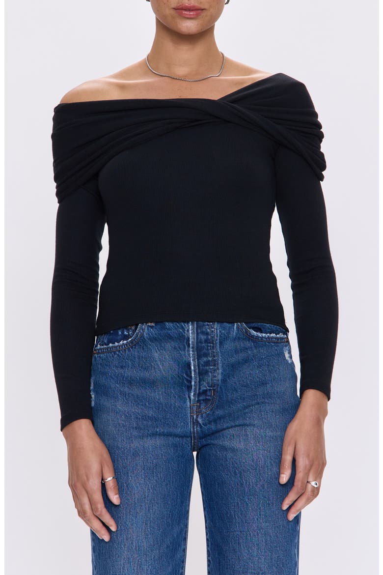 Lyra Off the Shoulder Knit Top, Main, color, NOIR