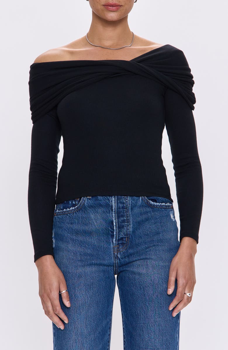 Pistola Lyra Off the Shoulder Knit Top, Main, color, Noir