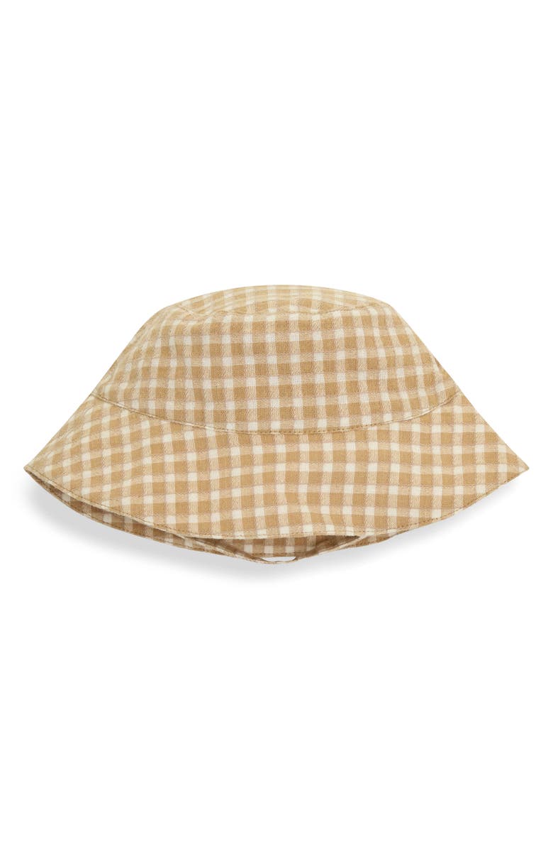 JOJO MAMAN BEBE Stripe Cotton Shirt, Romper & Hat Set, Alternate, color, Brown