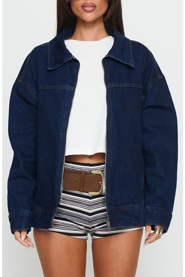 Goldsmith Denim Bomber Jacket, Main, color, DARK WASH