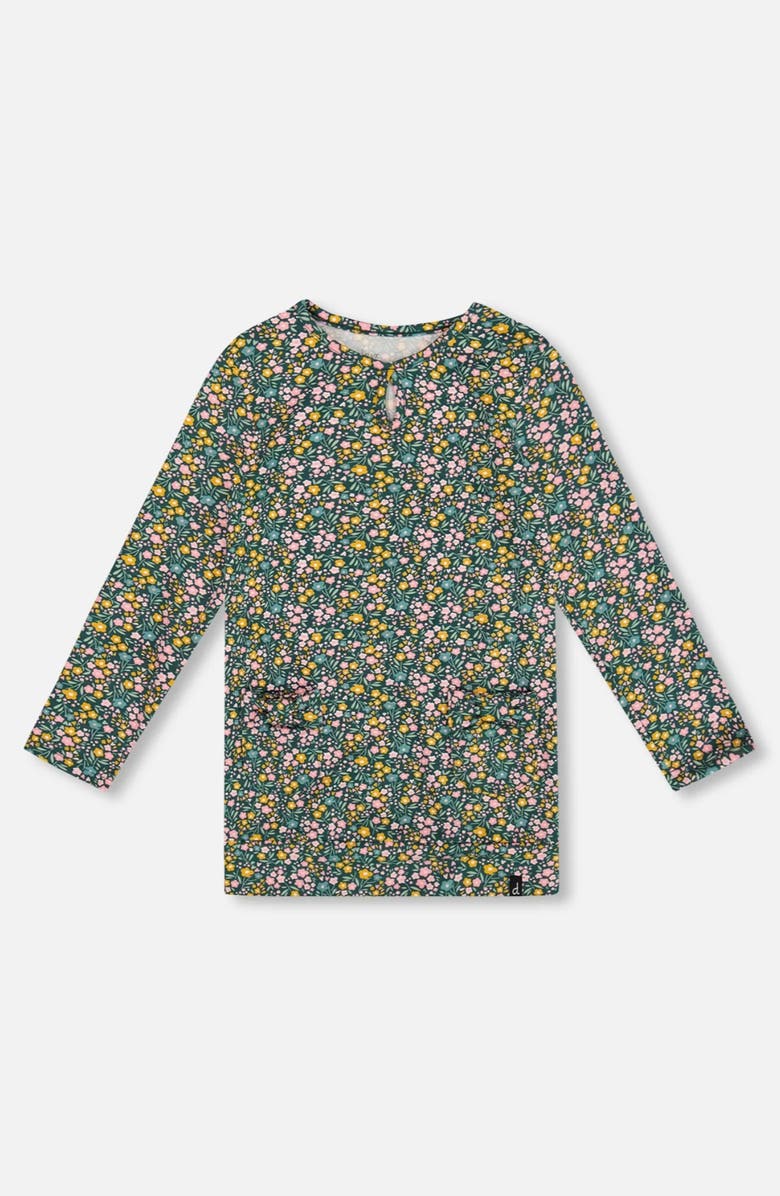 Deux par Deux Jersey Tunic with Floral, Main, color, Green