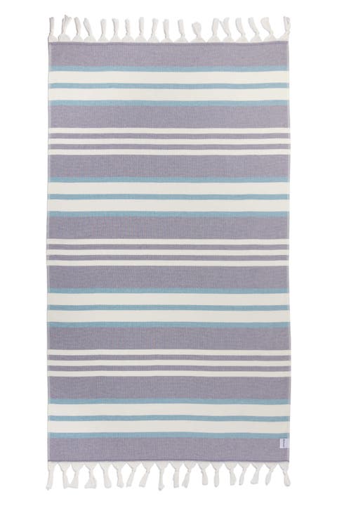 Cove Striped Organic Turkish Towel with Soft Terry Cloth Back