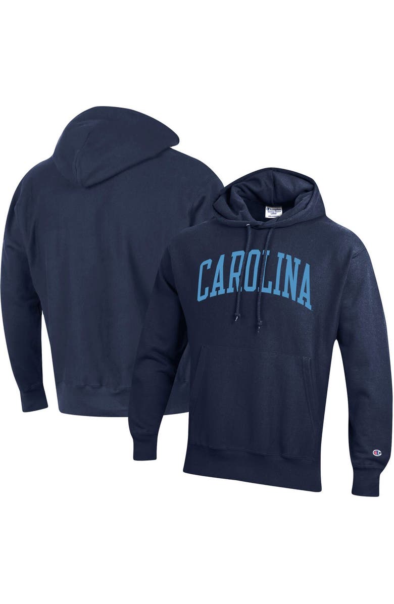 Champion Men's Champion Navy North Carolina Tar Heels Team Arch Reverse Weave Pullover Hoodie, Main, color,