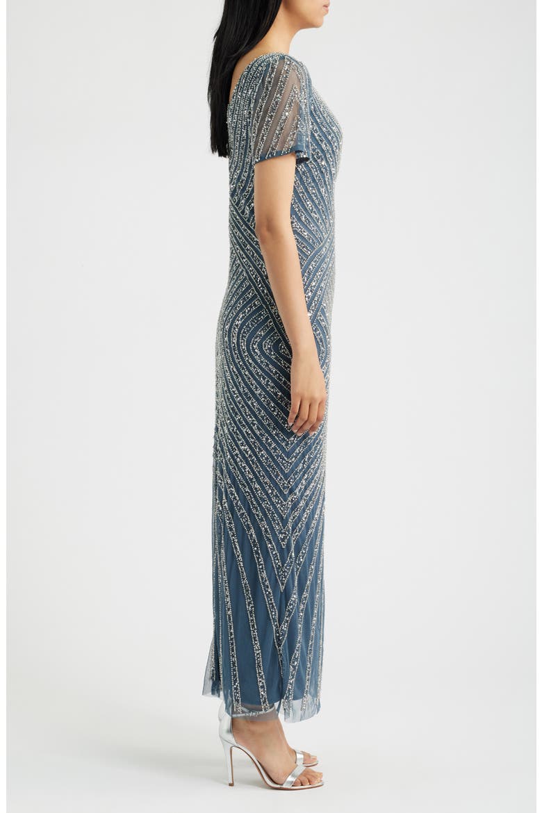 Beaded Jewel Neck Gown, Alternate, color, GREY 020