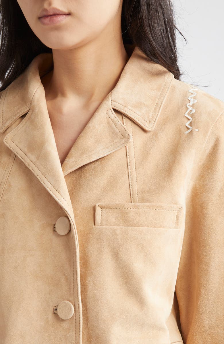 Marni Logo Embroidered Boxy Suede Jacket, Alternate, color, 00C15 Pale Peach