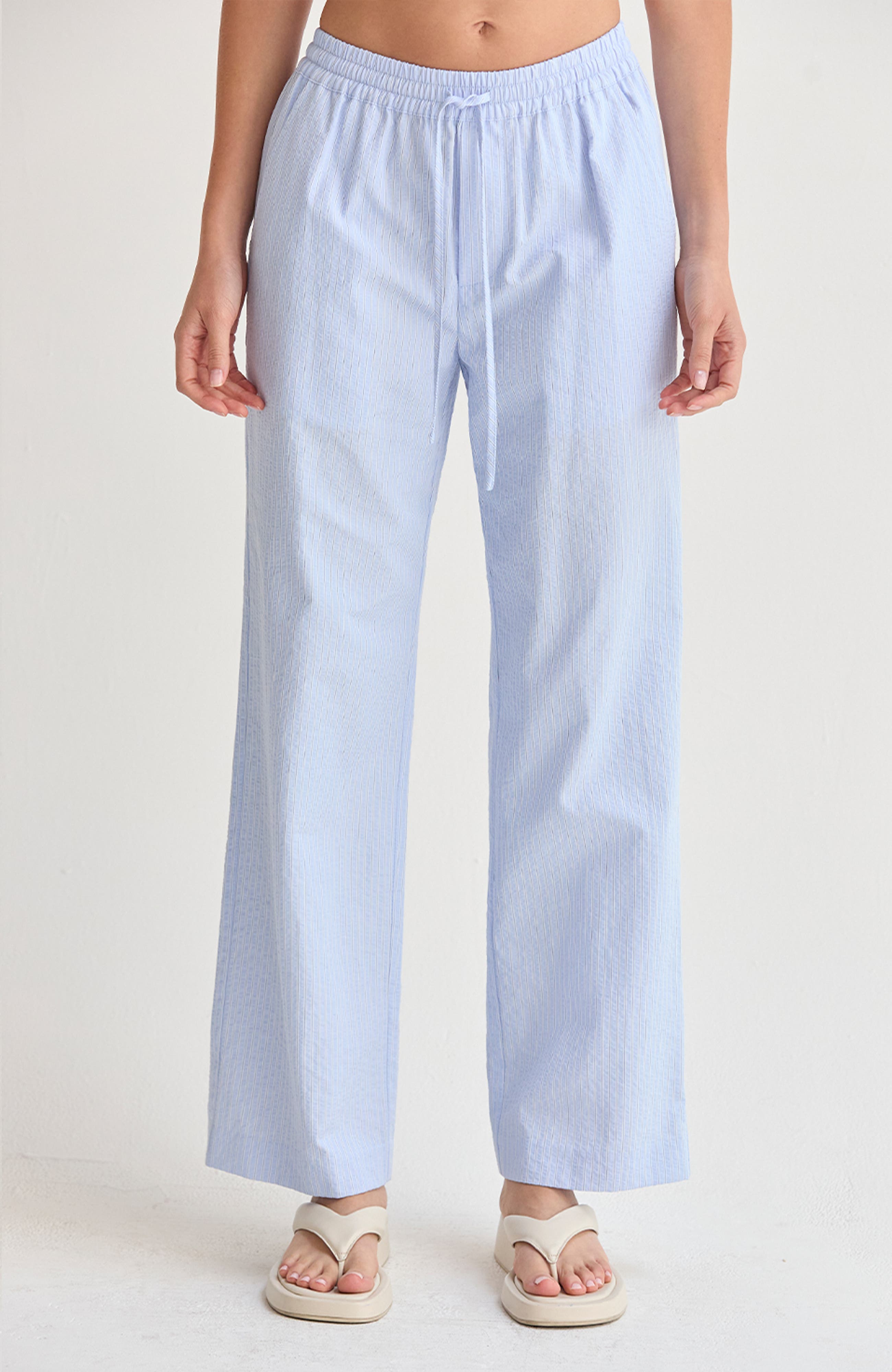 Textured Striped Drawstring Pants