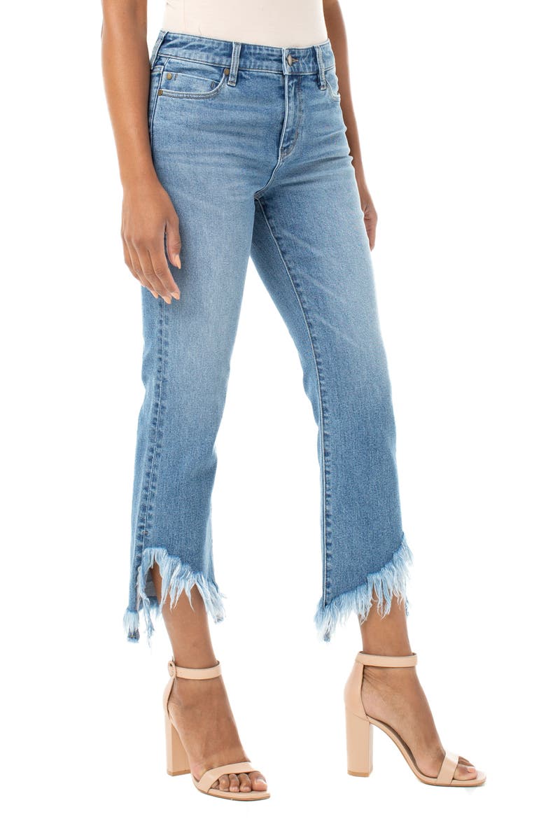 High Waist Chewed Step Hem Crop Flare Jeans, Alternate, color, HARDING