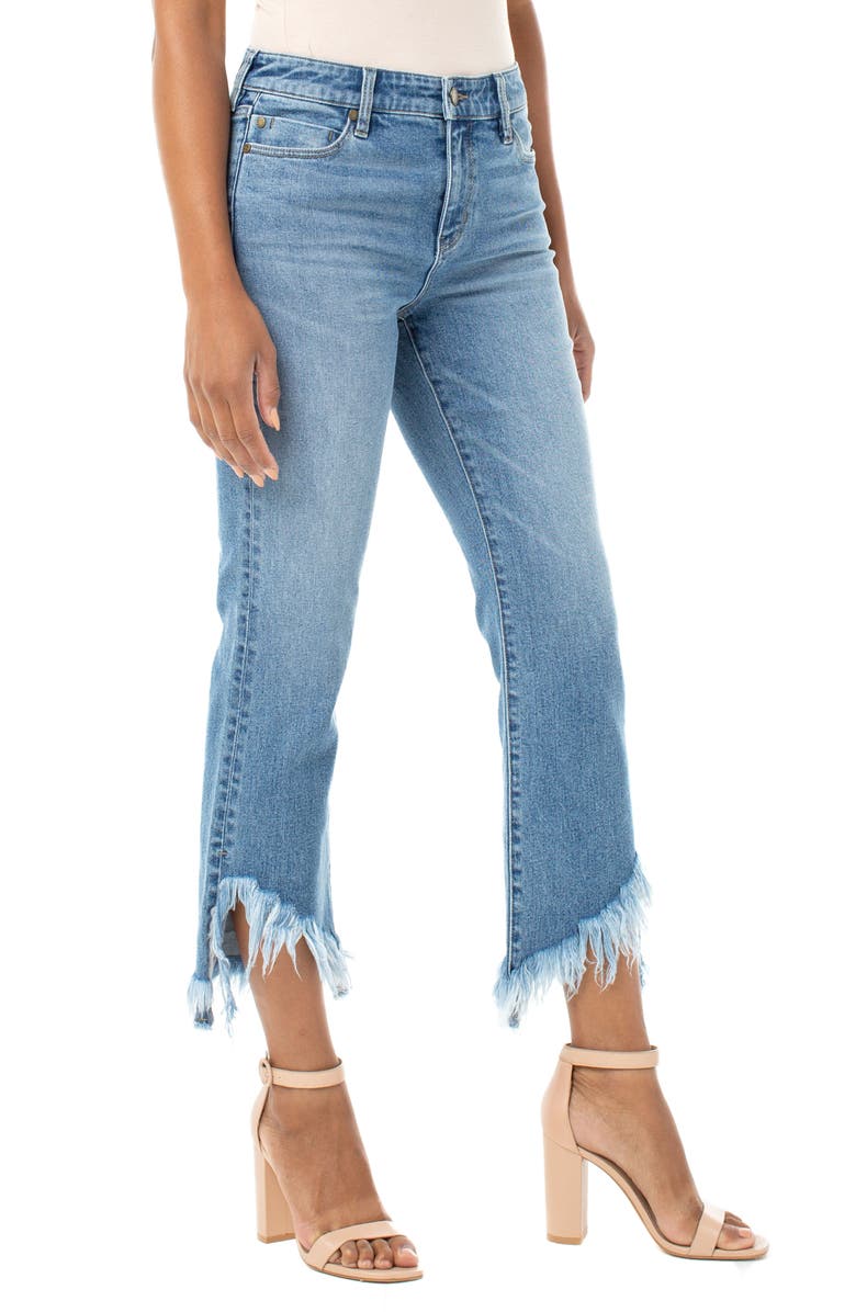 Liverpool High Waist Chewed Step Hem Crop Flare Jeans, Alternate, color, 