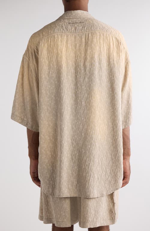 Acne Studios Short-sleeve Viscose Shirt With Classic Collar And Button-down Front In Warm Grey
