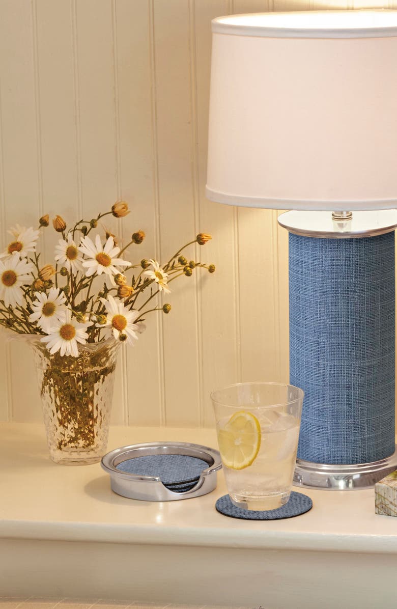 Mariposa Faux Grasscloth Signature Coaster Set, Alternate, color, Blue