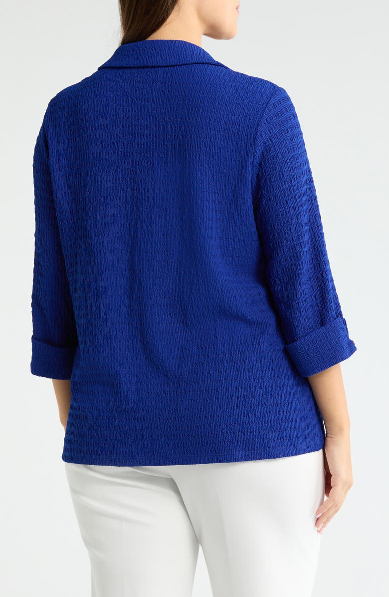 KASPER Ridge Knit Button-Up Shirt, Alternate, color, Royal Signature