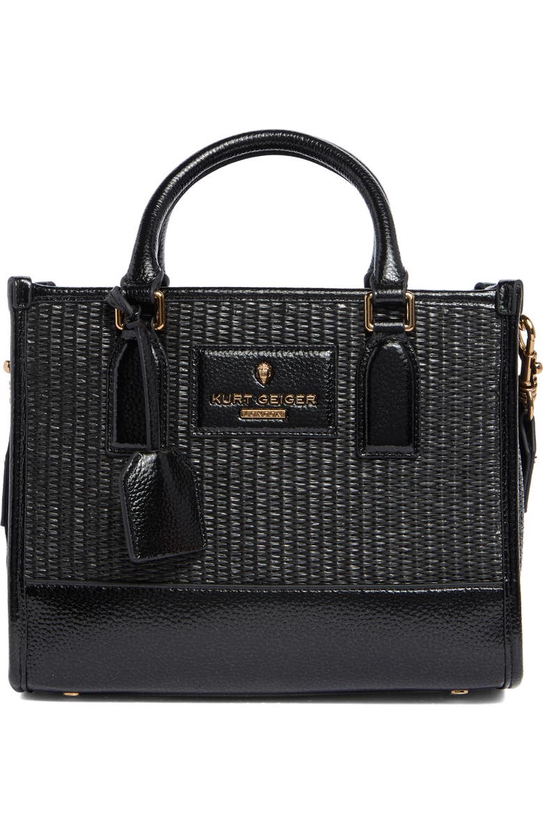 Kurt Geiger London Small Chiswick Raffia Tote Crossbody Bag, Main, color, Charcoal