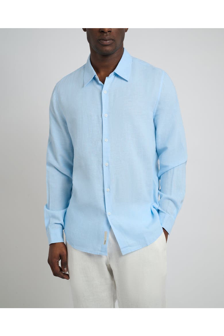 Standard Long Sleeve Linen Shirt, Alternate, color, COOL BLUE