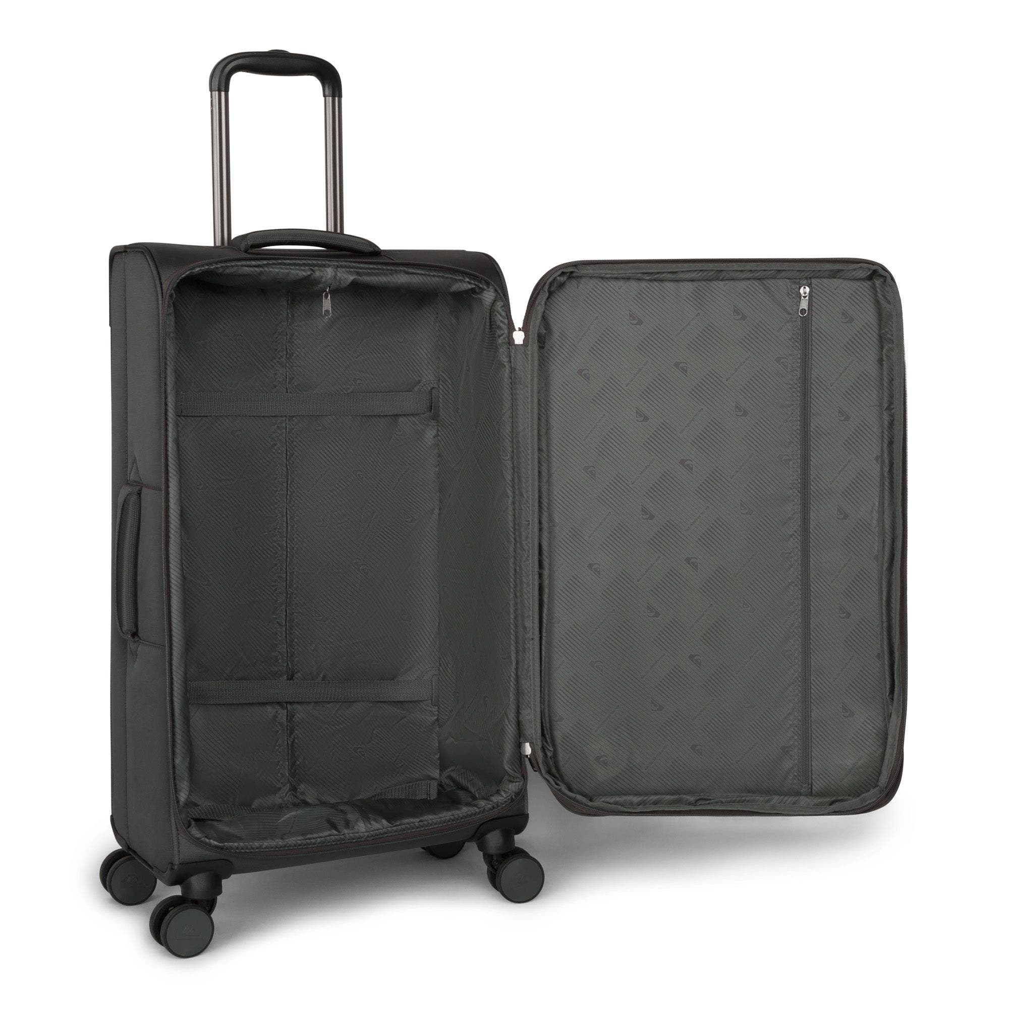 Quiksilver Buxton Suitcases Nylon Softside Expandable Luggage with Spinner Wheels, 3-Piece Set, Alternate, color, Charcoal