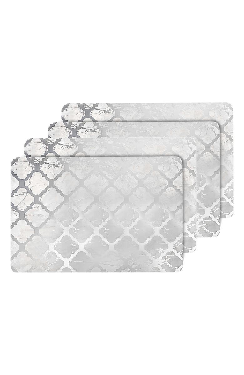 DAINTY HOME Marble Print Set of 4 Placemats, Alternate, color,