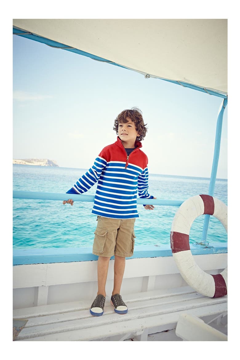 Half Zip Sweatshirt, Alternate, color, RED/ PARADISE BLUE STRIPE