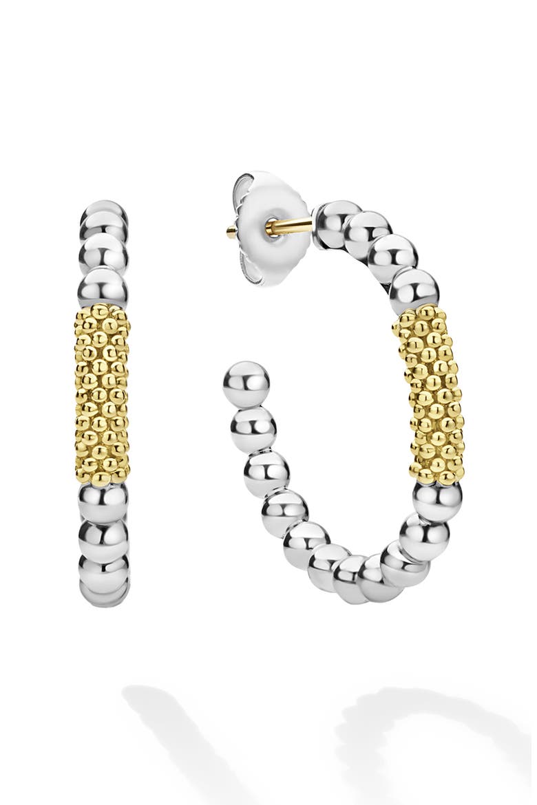 Caviar Icon Hoop Earrings, Alternate, color, SILVER