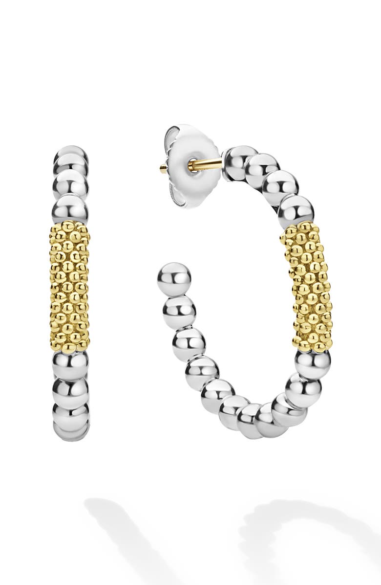 LAGOS Caviar Icon Hoop Earrings, Alternate, color, Silver