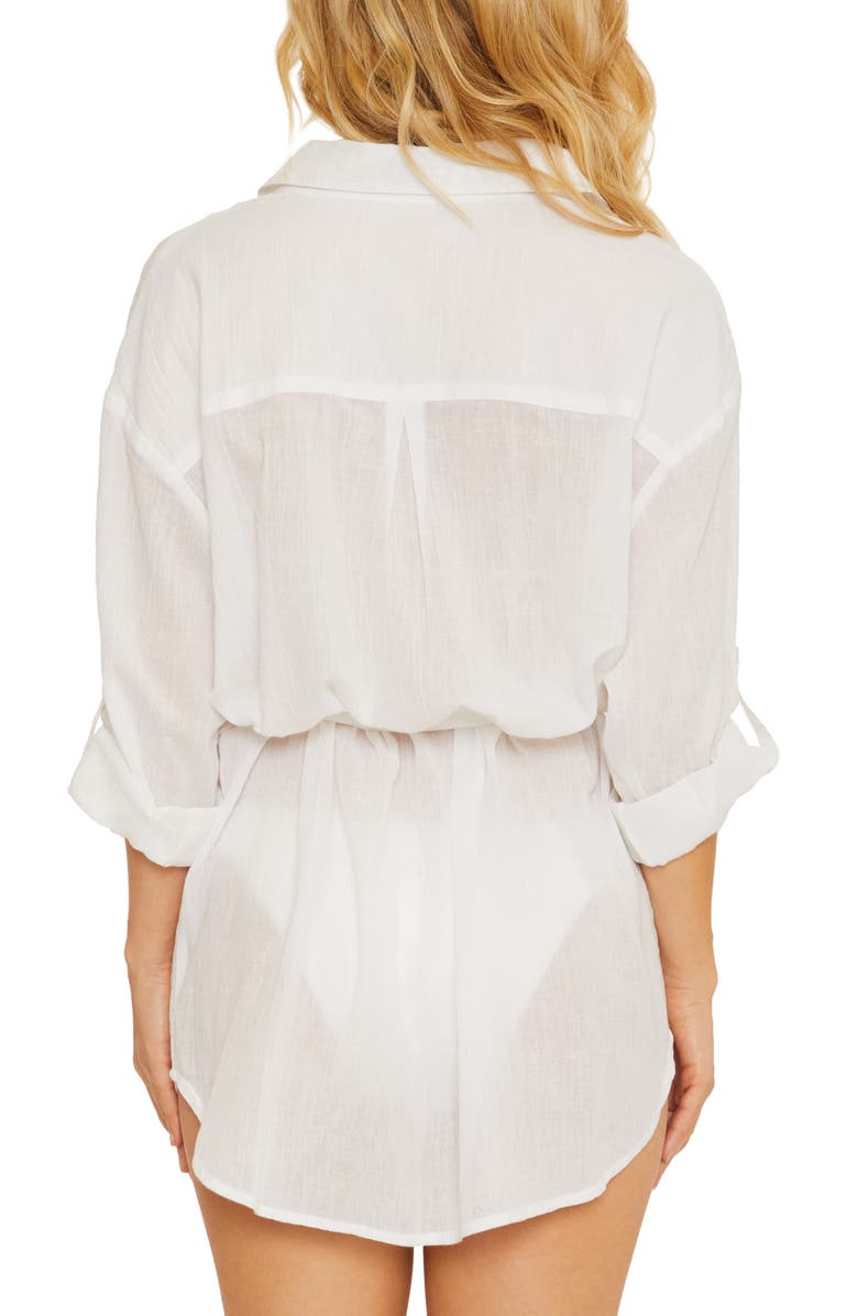 Becca Long Sleeve Tie Waist Cotton Shirtdress, Alternate, color, 