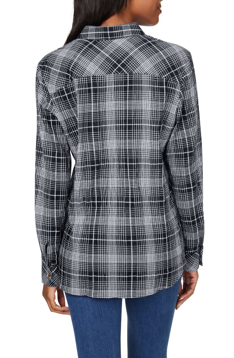 Foxcroft Rhea Plaid Easy Care Button-Up Shirt, Alternate, color, Black