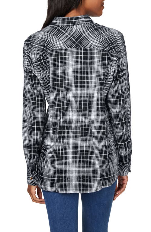 Foxcroft Rhea Plaid Easy Care Button-up Shirt In Black
