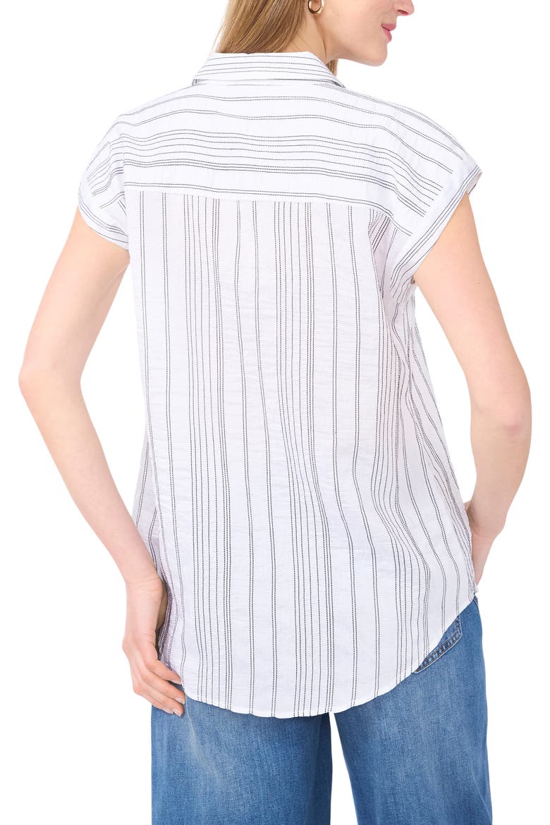 Relaxed Fit Stripe Cap Sleeve Top, Alternate, color, ULTRA WHITE