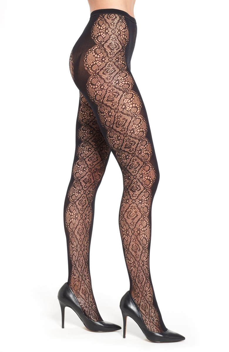 Nordstrom Scallop Lace Tights, Main, color, 