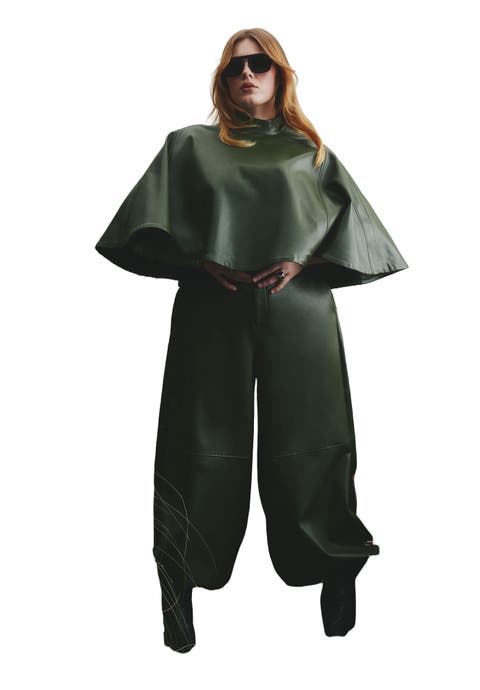 Belted Faux Leather Balloon Pant (Plus)