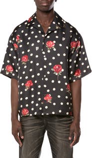 PURPLE BRAND Silk Blend Camp Shirt