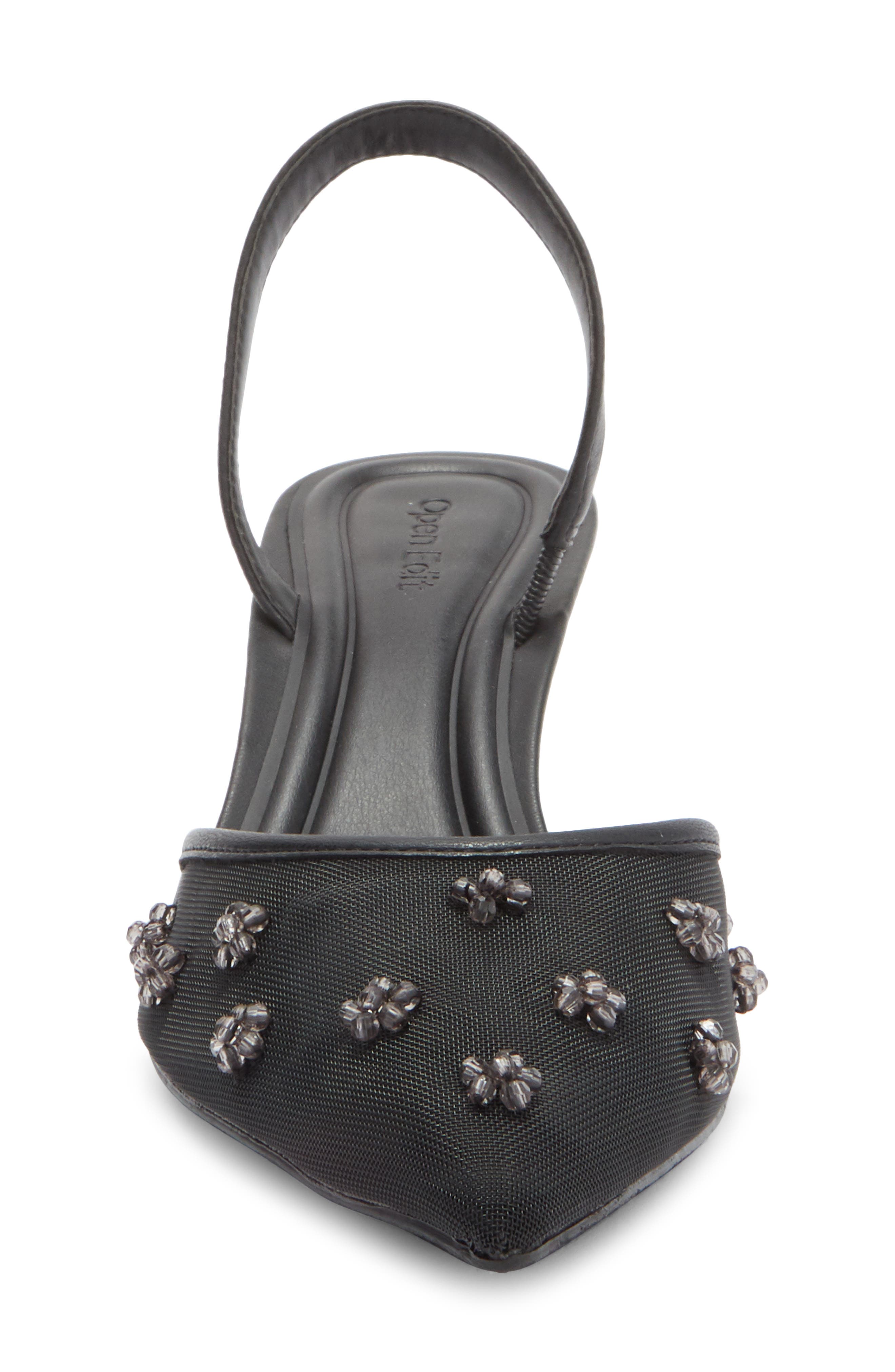 Open Edit Cammie Kitten Heel Slingback Pump, Alternate, color, Black Mist
