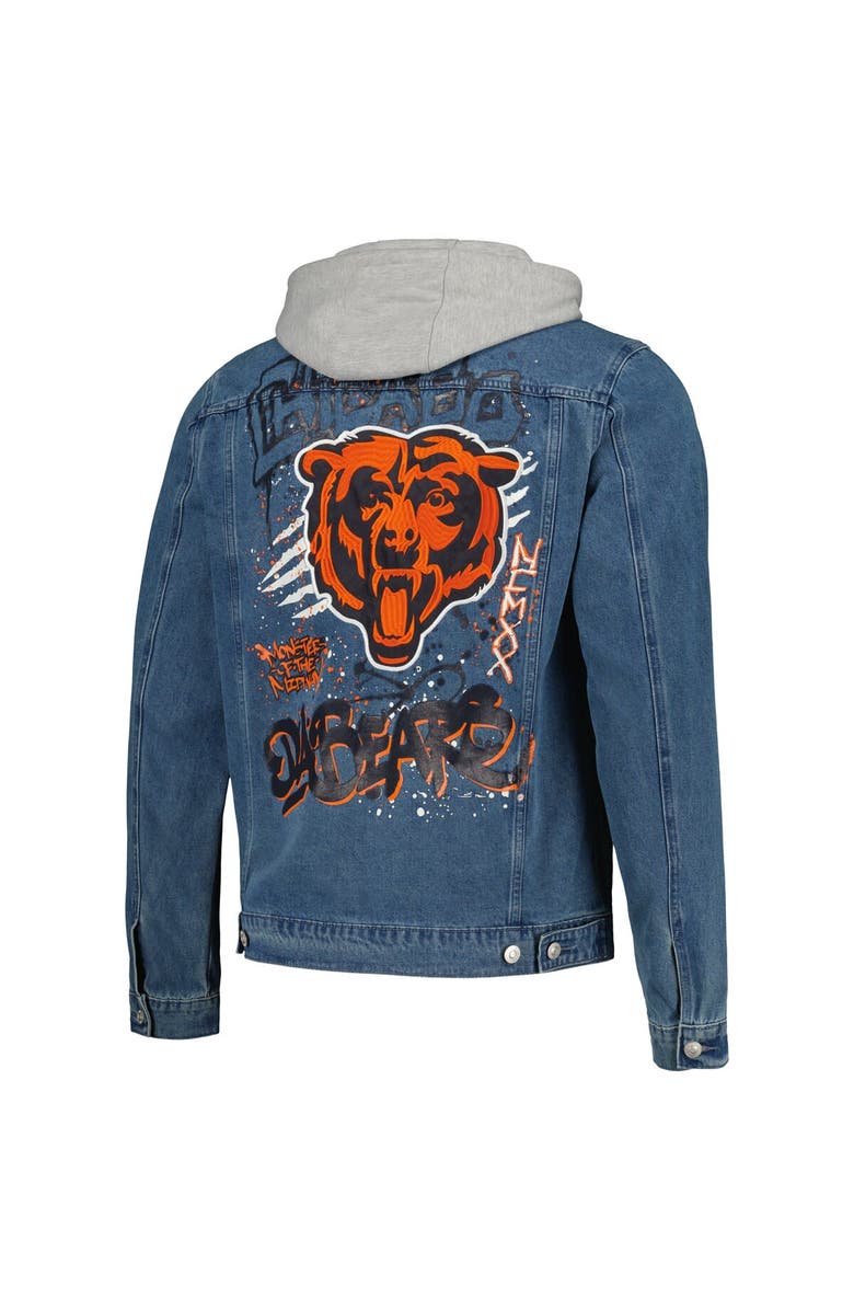 THE WILD COLLECTIVE Men's The Wild Collective Chicago Bears Hooded Full-Button Denim Jacket, Alternate, color, 