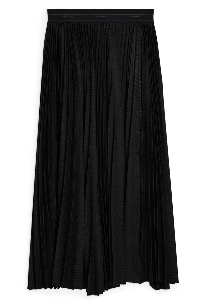 Helmut Lang Pleated Stretch Logo Jacquard Satin Maxi Skirt, Alternate, color, Black/ Black