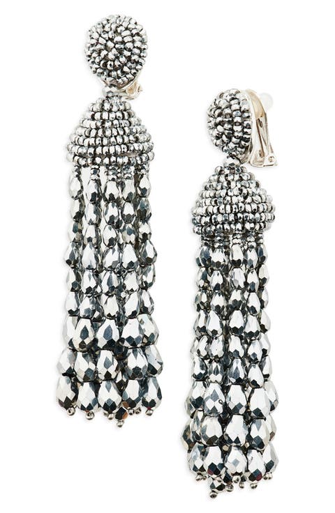 Beaded Chandelier Clip-On Earrings