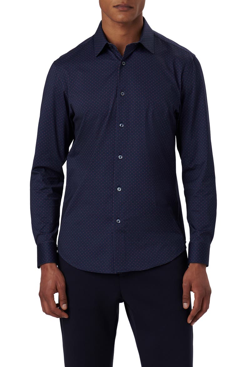 James OoohCotton® Dot Button-Up Shirt, Main, color, NAVY