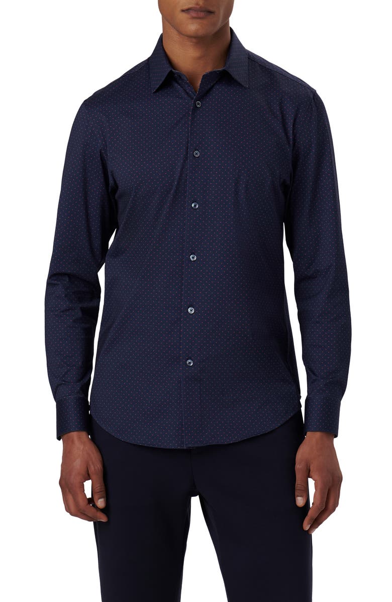 Bugatchi James OoohCotton<sup>®</sup> Dot Button-Up Shirt, Main, color, 