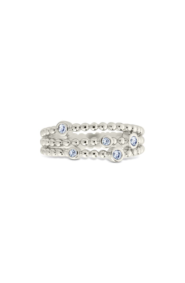 Sterling Forever Ramona Cubic Zirconia Bubble Triple Band Ring, Alternate, color, Silver