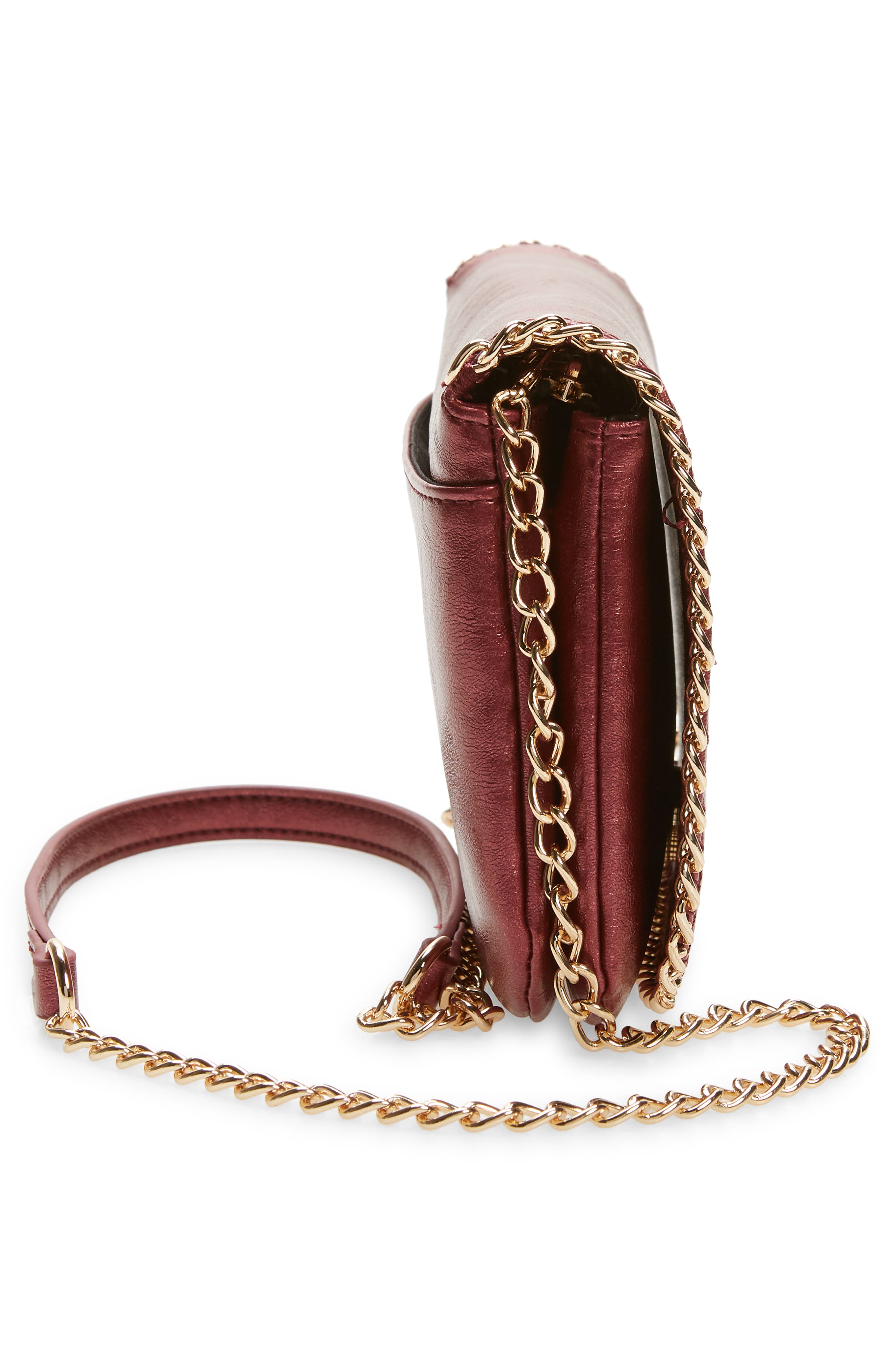 Bianca Faux Leather Wallet on a Chain, Alternate, color, BURGUNDY MAROON