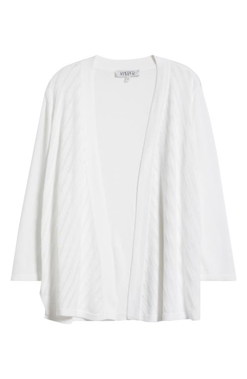 Kasper Pointelle Diagonal Stripe Cotton Blend Cardigan In Lily White