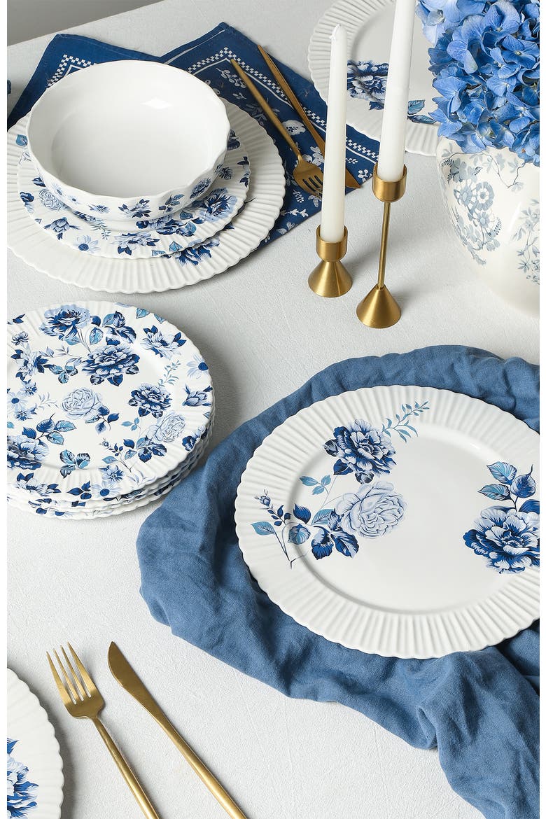 Fiore New Bone China Salad Plate Set of 4, Alternate, color, Blue