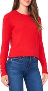 Halogen® Button Cuff Cotton Blend Sweater